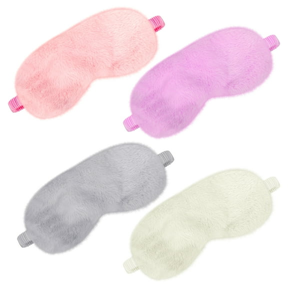 HEQUSIGNS 4Pcs Plush Sleeping Eye Mask, Soft Blindfold Sleeping Cover, Comfortable Sleep Eye Shade Mask with Adjustable Straps for Home Travel