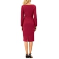 thumbnail image 3 of INSPIRE CHIC Women's Asymmetrical Neck Dress Semi Formal Dressy Long Sleeve Dresses XL Dark Red, 3 of 4