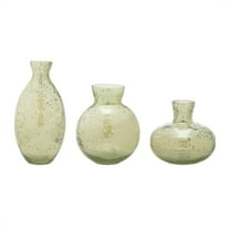 Melrose Bubbled Glass Bud Vases - 7.75" - Green and Gray - Set of 3