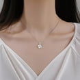 thumbnail image 2 of Solid 925 Sterling Silver CZ Plumeria Flower Necklace Choker for Women Teens Flower Pendant Necklace, 2 of 6