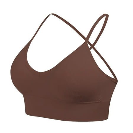WCJM Pink Women s Knitted Thread Fixed Shoulder Strap Strap Triangular Cup Backless Back Sports Bra