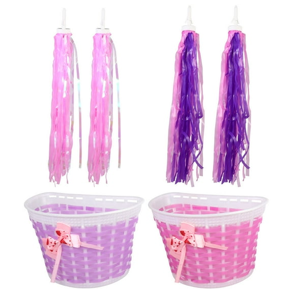 FESTFENDS 6pcs Bike Handlebar Streamers Baskets Decorative Supplies For Bikes Scooters Purple Bike Accessories For Boys