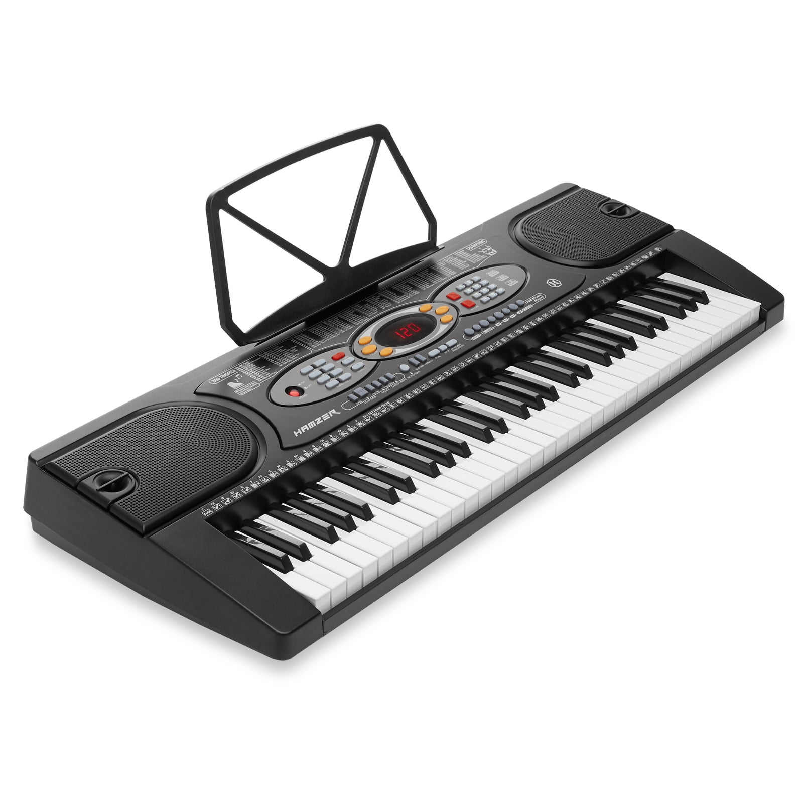 Hamzer 61-Key Electronic Keyboard Digital Music Piano with H-Stand and Padded Stool