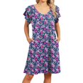 thumbnail image 2 of Ovzne Robes pour Femmes 2025 Robe Décontractée Mode Grande Taille Imprimée Manches Courtes Col Rond Robe de Vacances Manches Courtes Imprimée Liquidation, 2 of 6