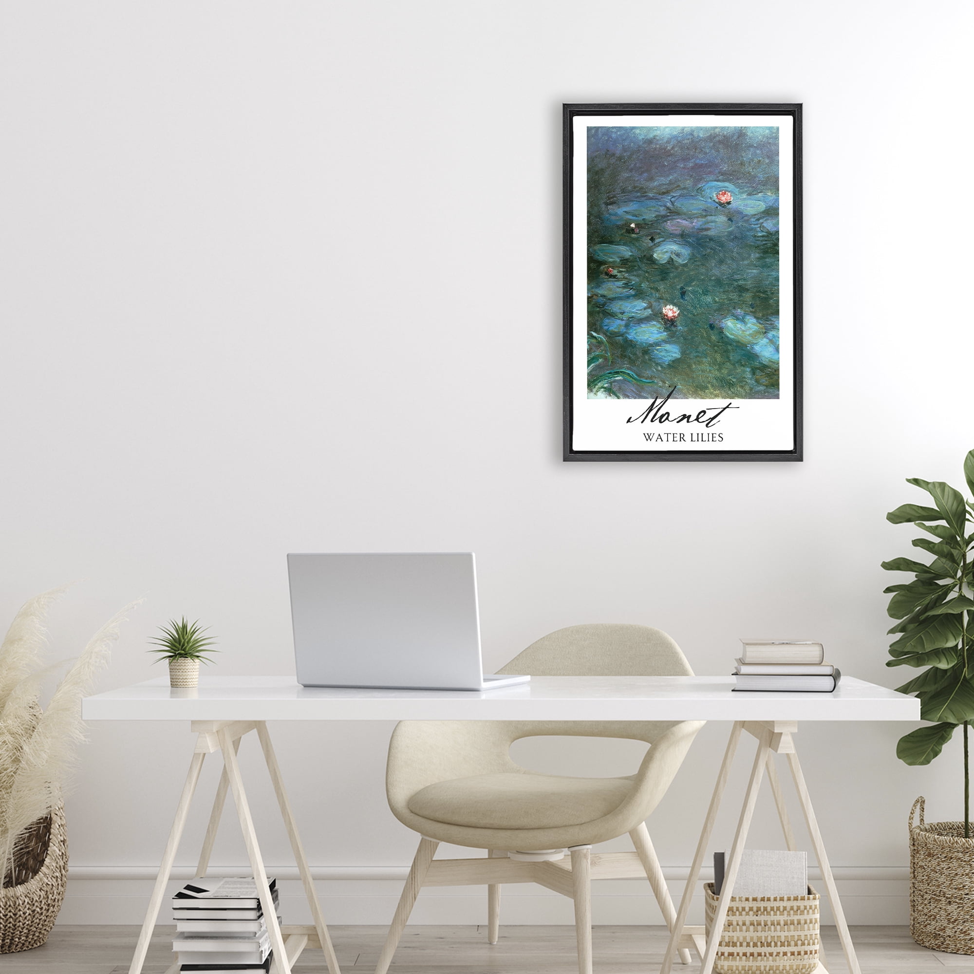 Stupell Industries Monet Water Lilies Black Framed Floater Canvas Wall Art, design by Vintage Hustle