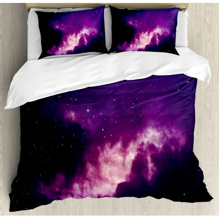 Outer Space Duvet Cover Set Stars In The Dark Night Sky Comet