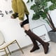 thumbnail image 3 of Minnieouse Botas hasta la rodilla para mujer, vendaje con cremallera lateral, cabeza redonda suave, suela de goma, botas altas hasta el muslo, zapatos sexis Calzado Caqui 4 Minnieouse AP013397-13, 3 of 6