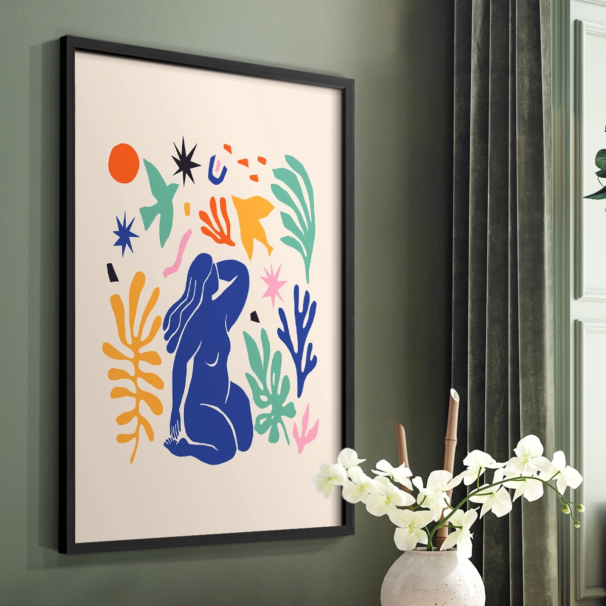 Matisse CDXLV in Black Solid Wood Framed Print No Nail Hanging