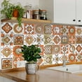thumbnail image 3 of Mi Alma Removable Vinyl Floral Orange Backsplash Tile Stickers, 24pcs, 3 of 11