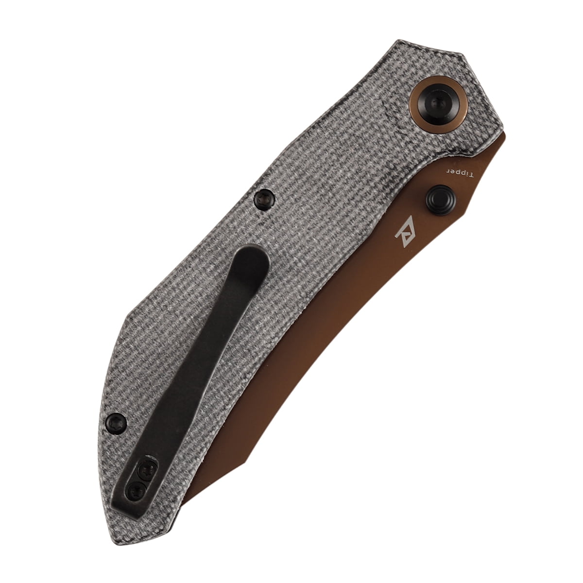 Tenable Tipper Folding Pocket Knife 3.39'' Rose Gold Nitro V Blade,Black Micarta Handle,B1079A1