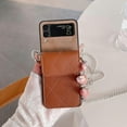 thumbnail image 2 of for Samsung Galaxy Z Flip 3 Wallet Case,Cute Luxury Leather Brown Card Package Phone Cases with Metal Chain Lanyard Flip Shockproof Protector for Galaxy Z Flip 3 5G 2021 Women Girls, 2 of 14