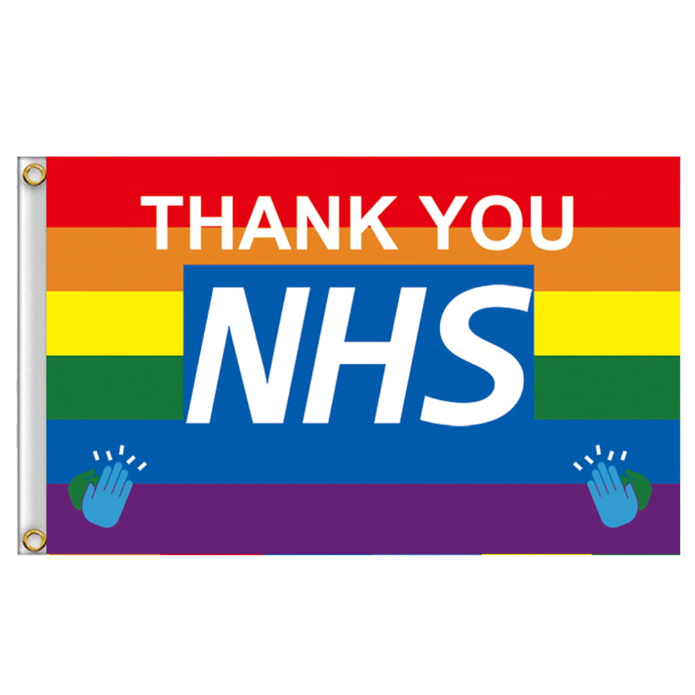 Hemmed Eyelets Printed Stay Safe Rainbow Thank you NHS Outdoor PVC Banner 