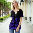 thumbnail image 6 of HAPIMO Women' Plus Size Elegant Blouses V-Neck Tees Casual Loose Flowy Fashion Clothes Summer Tops for Women Flower Print Tops Dressy Tunic Purple M, 6 of 9