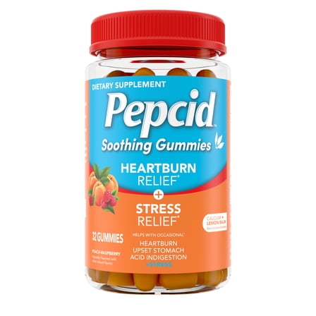Pepcid Soothing Gummies, Heartburn   Stress, Peach-Raspberry, 32 Count