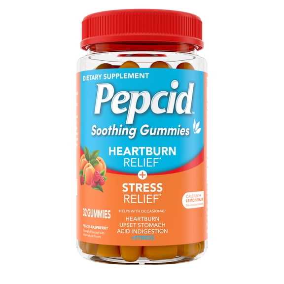 Pepcid Soothing Gummies, Heartburn   Stress, Peach-Raspberry, 32 Count