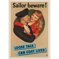 thumbnail image 2 of John Philip Falter 18x24 Gold Ornate Framed and Double Matted Museum Art Print Titled - Sailor Beware! Loose Talk Can Cost Lives (1942), 2 of 4