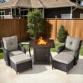 thumbnail image 2 of Bellefurn 6 Pieces Patio Furniture Sets with Fire Pit and Swivel Rocker Chairs,Outdoor Furniture with Fire Pit & Ottoman Outdoor Conversation Set for Porch Deck Backyard Poolside, 2 of 13