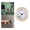 thumbnail image 3 of Reloj de pared redondo con mecanismo de cuarzo, bisel, pilas y números romanos. Dorado, 3 of 9