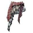 thumbnail image 4 of XIAONU Women's Plaid Mini Skirt Asymmetrical Patchwork Steampunk Skirt Edgy Grunge Festival Skirts, 4 of 4