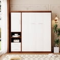 thumbnail image 2 of Full Size Murphy Bed Wall Bed with Cabinet 2 Open Storage Shelf and 2 Drawer, Wood Cabinet Bed with Cupboard for Multipurpose Guest Room or Home Office, White, 2 of 9