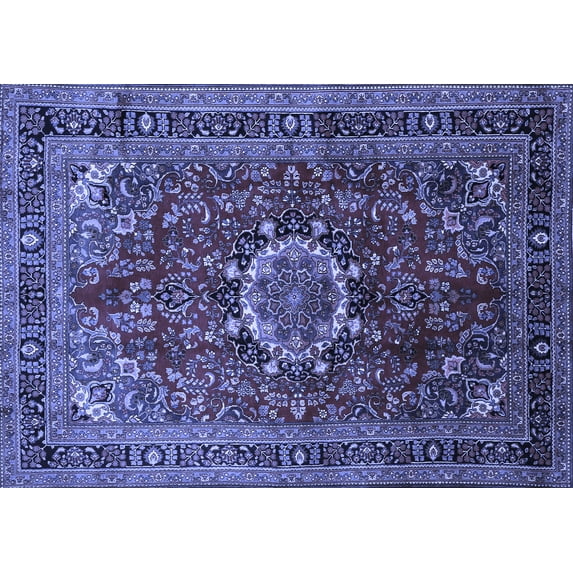 Ahgly Company Indoor Rectangle Medallion Blue Traditional Area Rugs, 3' x 5'