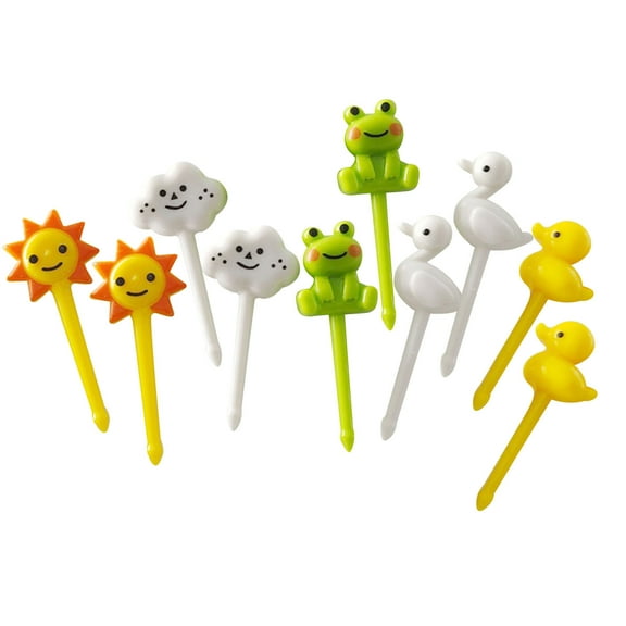 wadada Set of 8 Lovely Animal Food Fruit Picks Forks, Mini Cute Cartoon Toothpick Mini Bento Decorations Set for Baby Showers and Kids Parties, Mini Cartoon Toothpick, Bento Lunch Deco