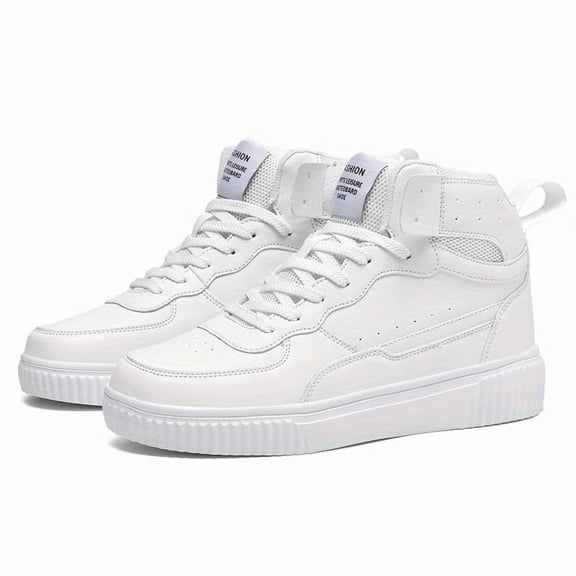 Men’s High Top Skateboarding Sneakers Cushioned Non-Slip Casual Streetwear Shoes with Thick Sole for Daily Walking Sports Travel and Trendy Urban Style