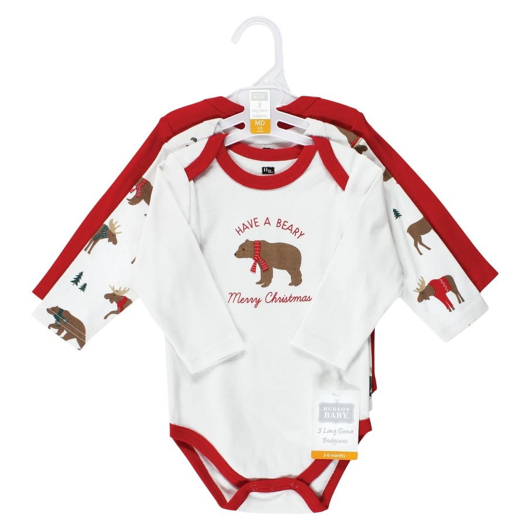 Hudson Baby Cotton Long-Sleeve Bodysuits, 3- Pack, Newborn- 24 Months