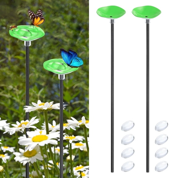 Uxcell 2-Pack Bee Watering Station, 30cm/11.8 Inch Resin Bee Bath for Garden Water Feeder, Colorful Butterfly Bath Bowl for Outdoor/Garden/Yard Decor [Green]