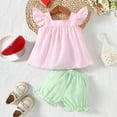 thumbnail image 3 of Hienoo Baby Girls Summer Outfits Watermelon Embroidery Sleeveless Top Shorts 2Pcs Set, 3 of 7