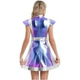 thumbnail image 2 of Hansber Women's Cap Sleeve Color Block Metallic Alien Dress Flared A-Line Skater Dance Club Party Dress Silver XXL, 2 of 5