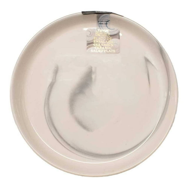 Plato de Ensalada Thyme & Table de Cerámica Diseño Marmol Apto para Microondas Color Gris