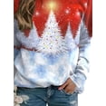 thumbnail image 3 of TWZH Women Christmas Tree Snowflake Print Crew Neck Graphic Shirt, 3 of 3