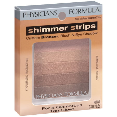 Physicians Formula Shimmer Strips Custom Bronzer, Blush and Eye Shadow, Waikiki Strip Peach Glow (Best Non Shimmer Bronzer)