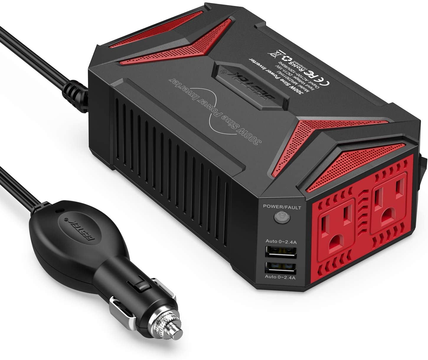 Black 150W Car Power Inverter 12V DC to 110V AC Converter with 4.2A Dual USB Car Charger Adapter Modified Sine Wave Converter with AC Outlet for Car 