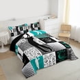 thumbnail image 3 of jejeloiu Golf Ball Game Twin Comforter Sets,Patchwork Geometric Plaid Bedding Set For Men Women Reversible 2pcs, 3 of 8