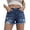 Blue, variant on Women Mid Rise Ripped Stretchy Jeans Shorts Frayed Raw Hem Casual Denim Shorts