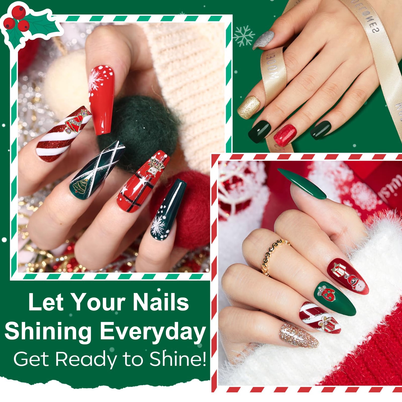 2024 Newly Fashionable Nail Accesseries Advent Calendar for Christmas, New Year Decor, 24 Pcs Surprise Nail Decor for Wife Lovers, Girlfriend Friends Yourself