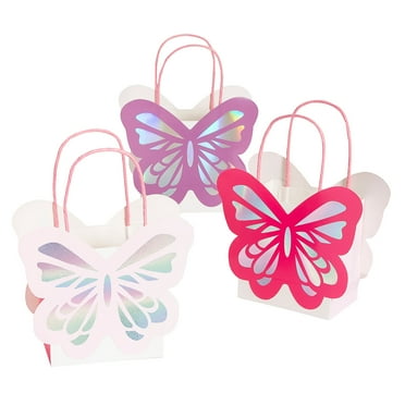 Small Butterfly-Shaped Gift Bags, Party Supplies, Birthday, 12 Pieces