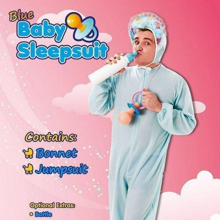 Mens Baby Sleepsuit Blue Adult Costume Male Halloween Mens Baby Sleepsuit Blue Adult Costume Male Halloween