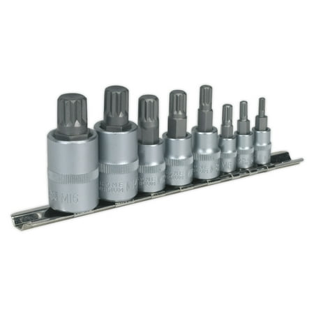 

Sealey Ak6214 Spline Socket Bit Set 8Pc 1/4 3/8 And 1/2Sq Drive