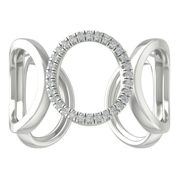 ARAIYA 14K White Gold Round Diamond Fashion Band Ring (1/8 cttw, I-J Color, I2-I3 Clarity), Size 10