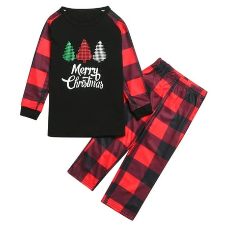

Spftem Christmas Family Matching Outfits Pajama Set Long Sleeve Plaid Letter Print Christmas Pajamas For Family