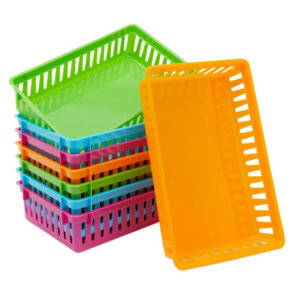 Bright Creations 8-Pack Plastic Bins - 10.25 x 6.5 x 2.3 In, Multicolor Classroom Bins - Storage Baskets for Organizing Shelves, Arts & Crafts, Toys