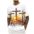 thumbnail image 2 of UVEASISHA Men's Easter Gift Graphic Tees Jesus Cross Print Short Sleeve Casual T-Shirt Big and Tall Christian Religious Faith Top Holiday Gifts for Men Yellow S, 2 of 5