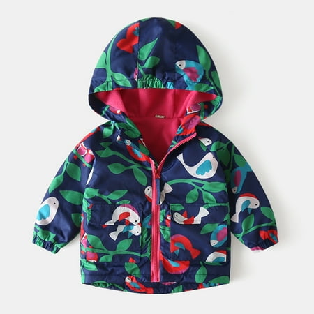 

RPVATI Baby Toddler Child Children Kids Pockets Zip Up Jacket Long Sleeve Printed Clothes Winter Warm Hooded Jacket 1Y-6Y