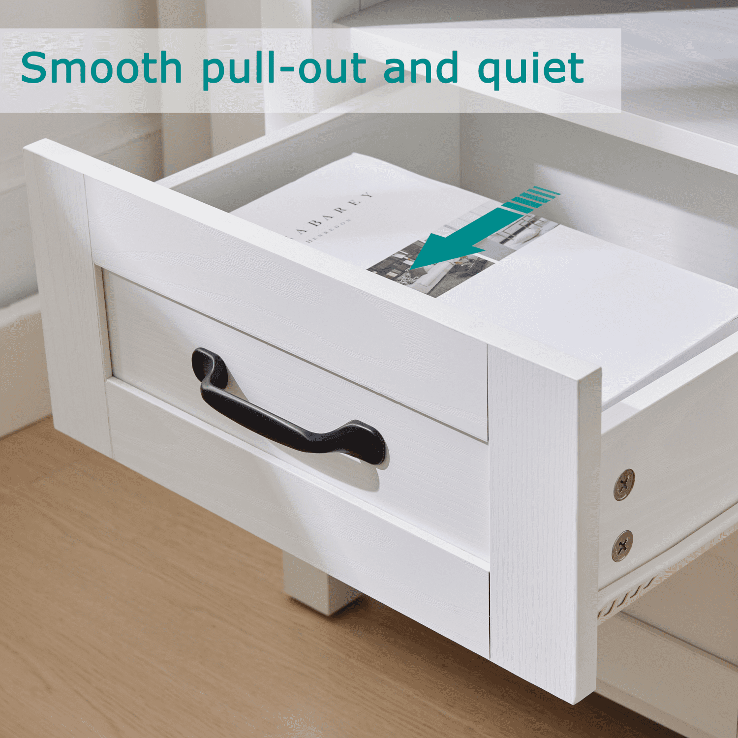 Nightstand with Charging Station,Side Table with 2 Drawers Storage Cabinet for Bedroom, Living Room, White
