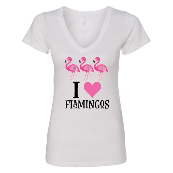 Inktastic I Love Flamingos Pink Bird Women's V-Neck T-Shirt