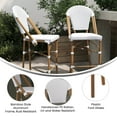 thumbnail image 4 of BizChair Set of 2 Stackable Indoor/Outdoor Bistro 26" High Counter Height Stools, Commercial Grade, White/Gray and Bamboo Finish, 4 of 12