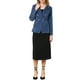 thumbnail image 2 of Chaqueta de mezclilla de manga larga con solapa y botones para mujer INSPIRE CHIC con bolsillos XL azul oscuro, 2 of 7